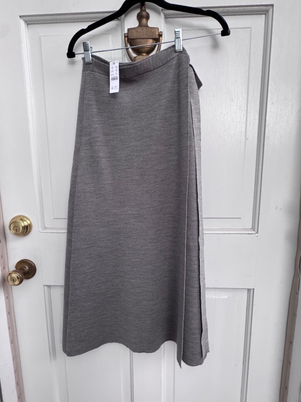 NWT J.Crew Two-Tone Merino Wool Wrap Midi Skirt Gray XS BA911
